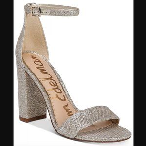 SAM EDELMAN 🪩 sparkly silver ‘Yaro’ block hells 8